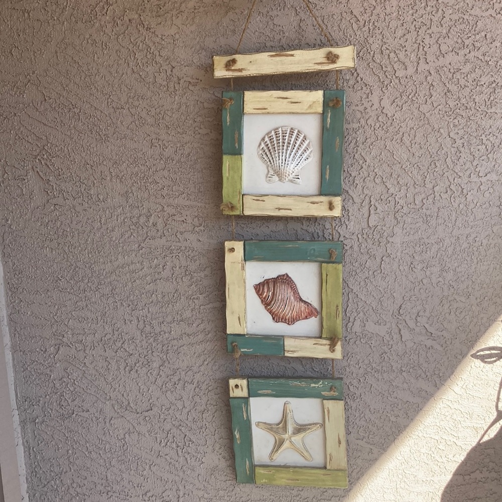 Large nautical wall art, seashells and starfish